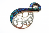 Paua Figure 8 Filigree Sterling Silver Pendant - Abalone Jewelry