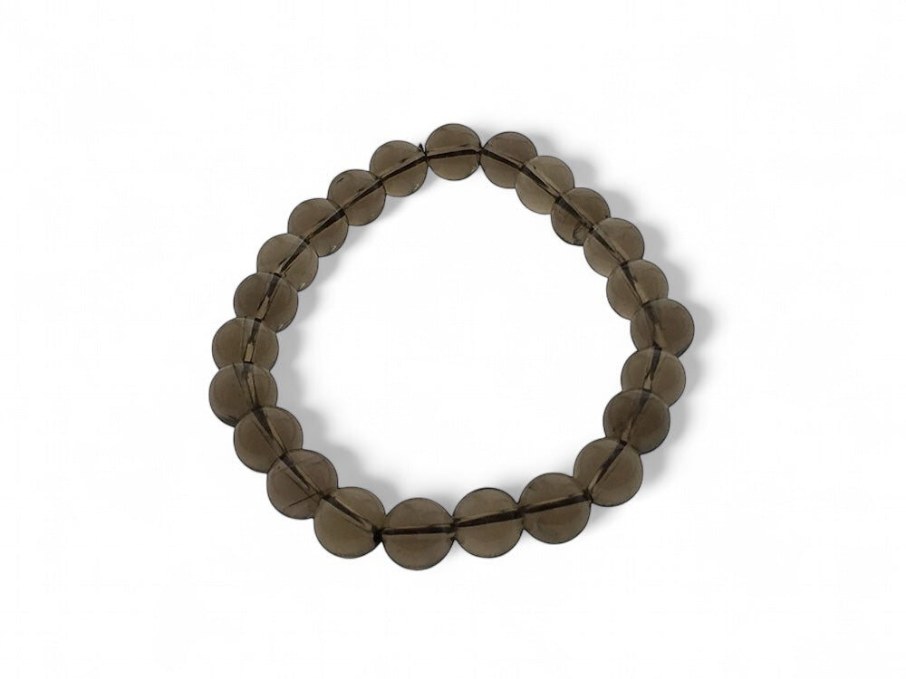 Crystal Smokey Topaz Round Bead Bracelet