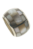 Mother of Pearl Half Wire Rounded 15mm Sterling Silver Band