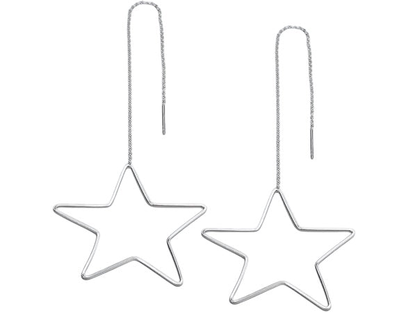 Sterling Silver Openwork Large Star Threader Earring