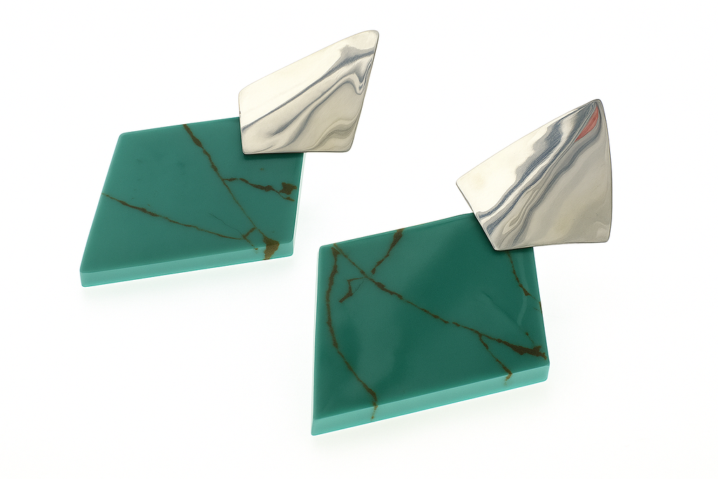 Turquoise Like Diamond Sterling Silver Earring