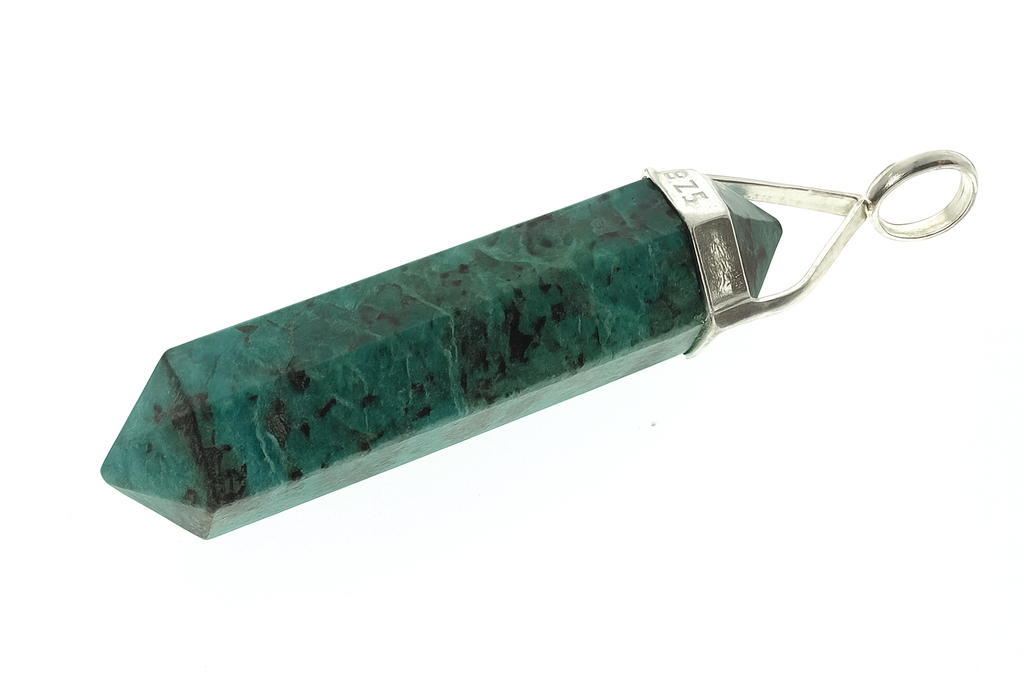 Crystal African Turquoise Double Terminated .925 Sterling Silver Pendant