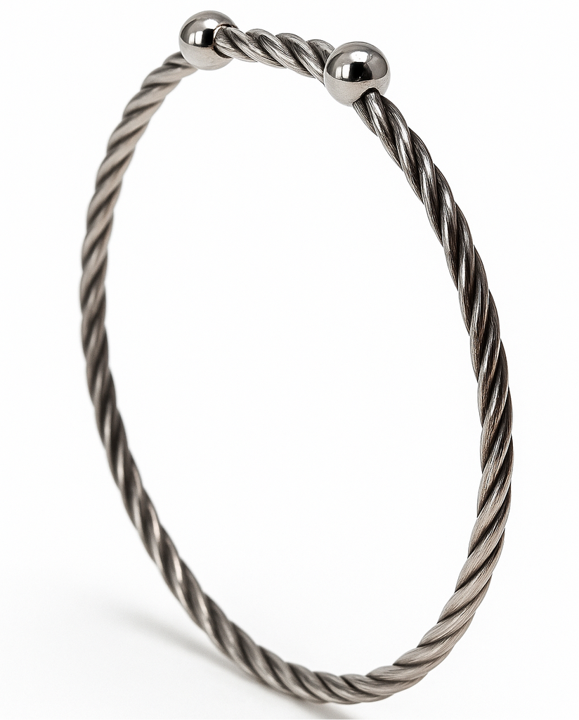 Swirled Sterling Silver Bangle Ball Ends