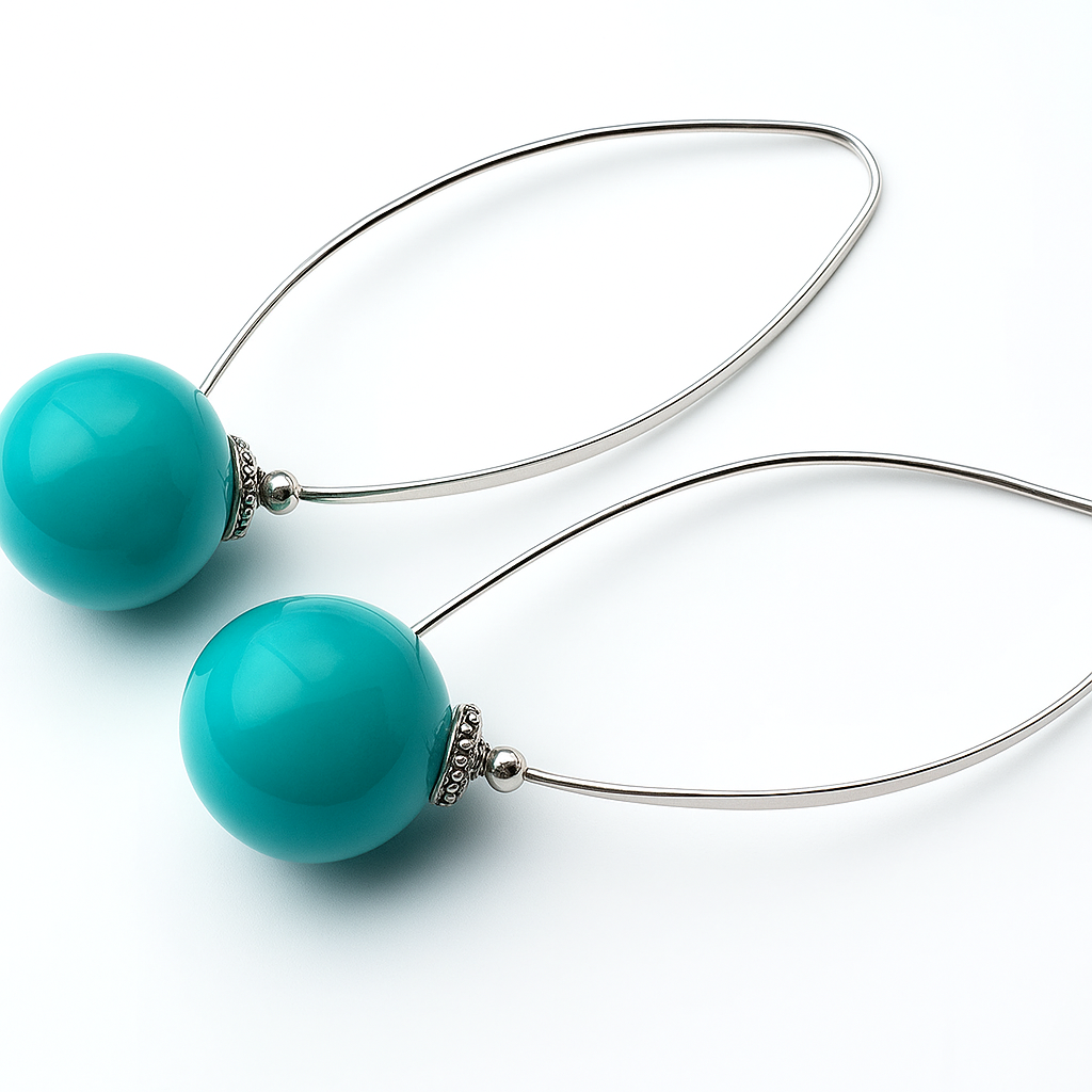 Turquoise Like 14mm Ball .925 Sterling Silver Drop Earring