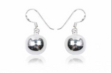 Ball 12mm Drop Sterling Silver Earrings