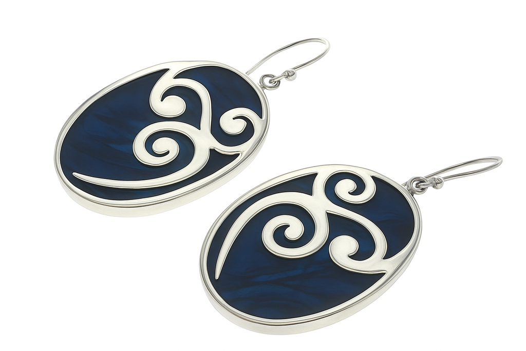 Paua Dyed Blue Sterling Silver Overlay Earrings