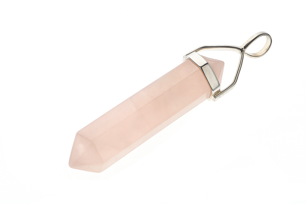 Crystal Rose Quartz Double Terminated .925 Sterling Silver Pendant