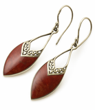 Red Coral .925 Sterling Silver Drop Earrings