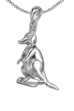 Kangaroo Sterling Silver Pendant - Australian Wildlife Jewelry PJP046