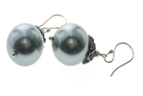 Pearl 14mm Grey Sterling Silver Earrings