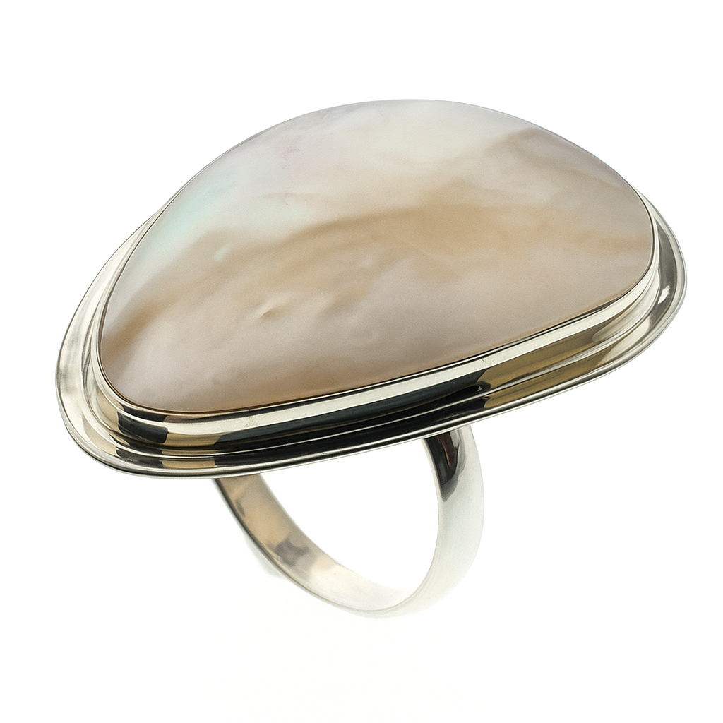 Mother of Pearl Teardrop Sterling Silver Ring