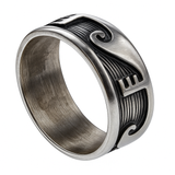 Oxidised Wave Break 8mm Sterling Silver Band