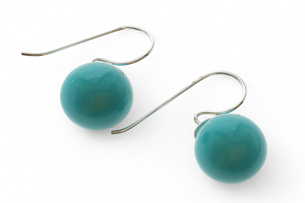 Turquoise Like 10mm Ball Drop Sterling Silver Earrings
