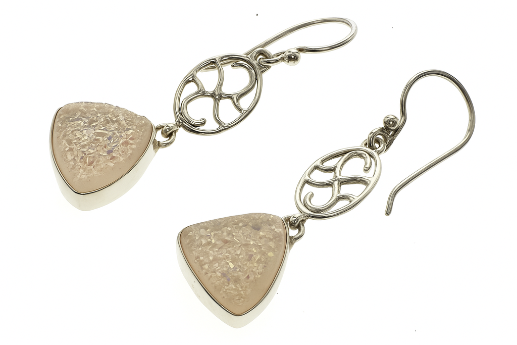 Druzy Sterling Silver .925 Drop Earrings