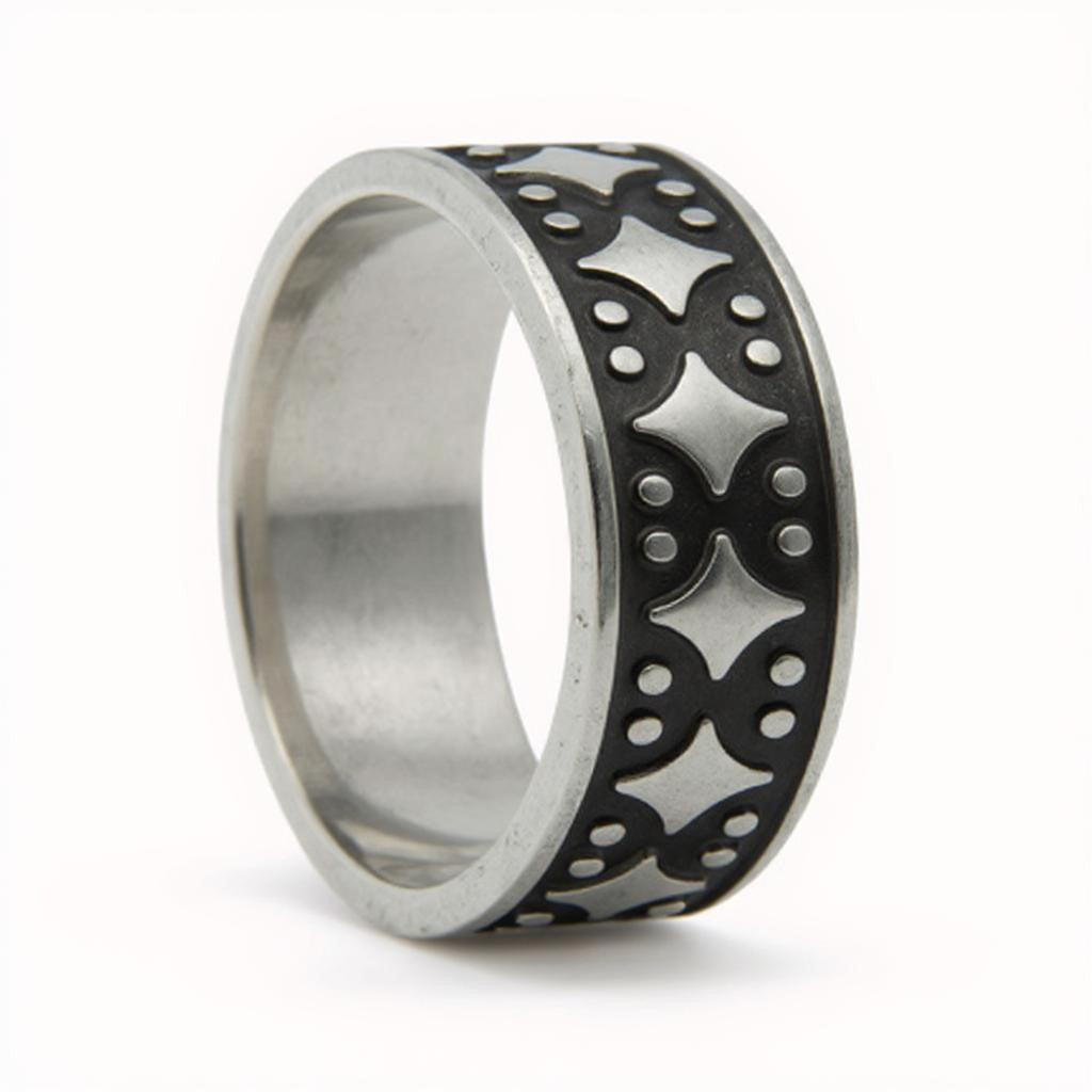 Oxidised Diamond Sterling Silver Band