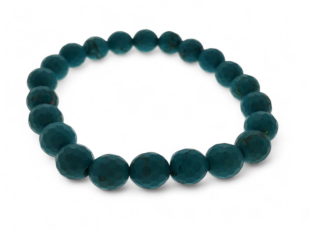 Crystal Turquoise 7mm Hammered Resin Ball Bracelet
