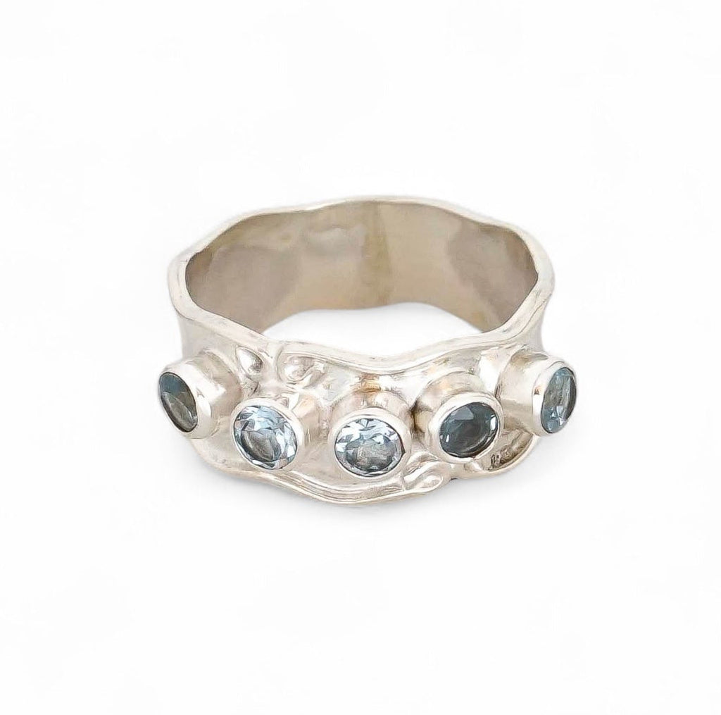Blue Topaz Sterling Silver Band