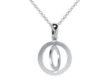 A Sterling Silver Round Sand Blasted Ring Engraved Necklace