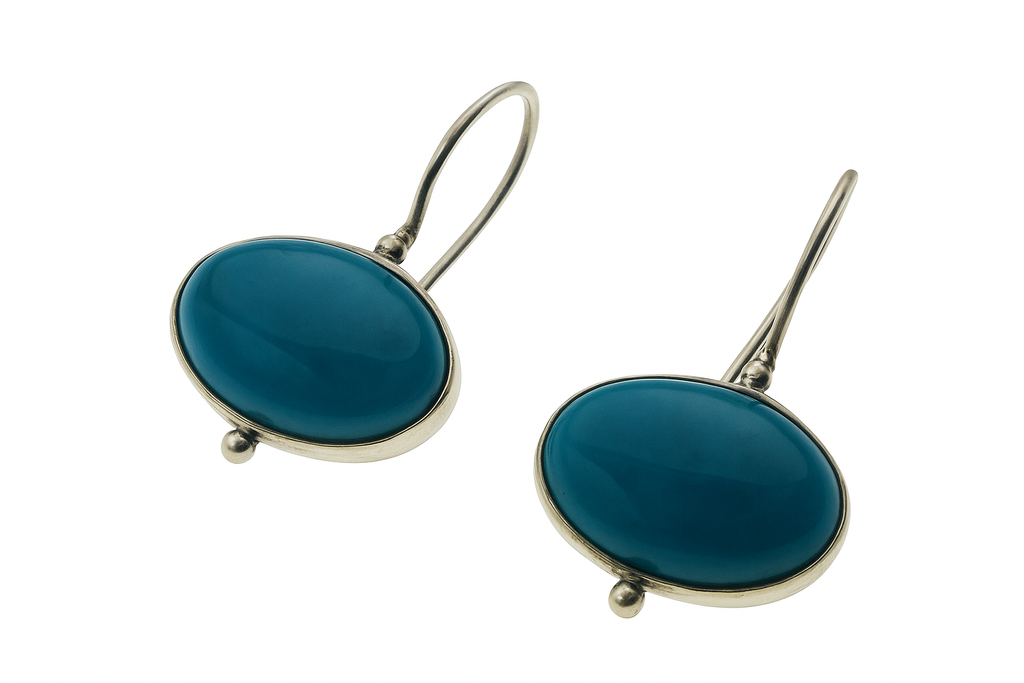 Turquoise Resin Oval .925 Sterling Silver Earrings