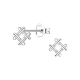 Silver Square Stud Earrings