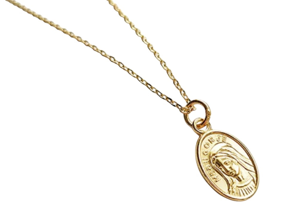 Coin 18K Gold Plated 925 Sterling Silver Virgin Mary Necklace