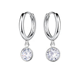 Round 6mm Cubic Zirconia Silver Huggie Earrings