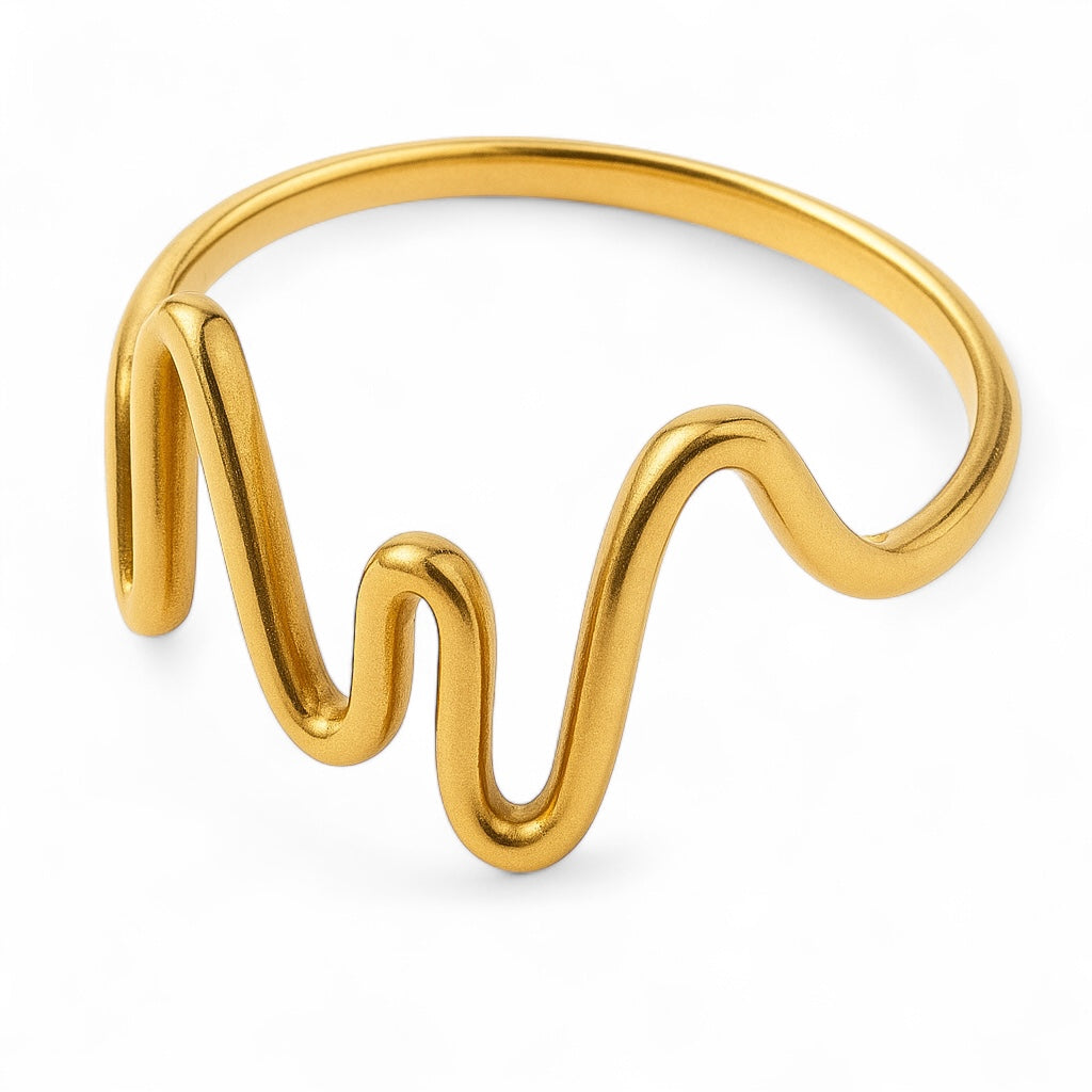 Gold Plated Squiggle Midi  .925 Sterling Silver Ring