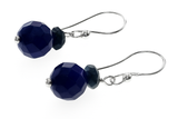 Blue Double Ball .925 Sterling Silver Drop Earring