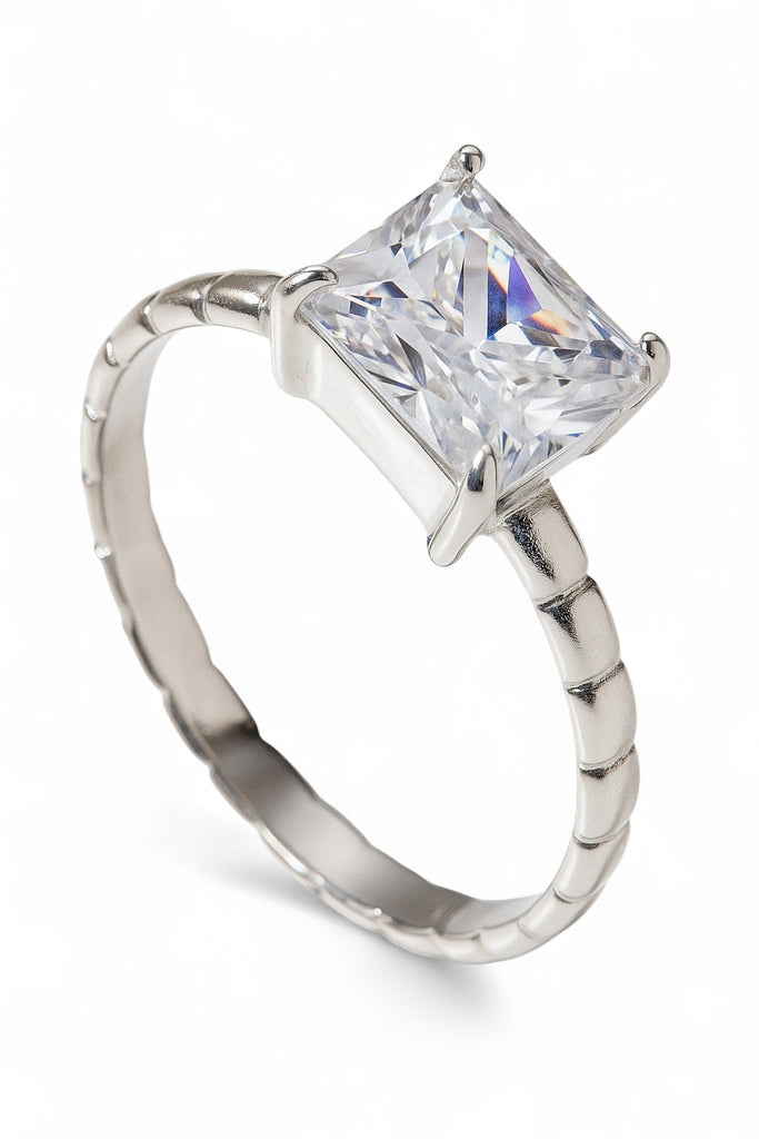 Cubic Zirconia Matt/Shiny Stackable .925 Sterling Silver Ring