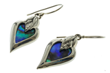 Paua Heart Framed Sterling Silver Earrings