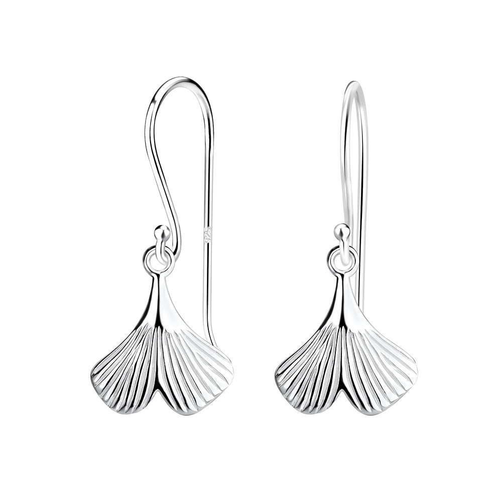 Silver Ginkgo Leaf Earrings