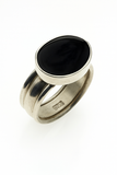 Onyx Dual Band Sterling Silver Ring