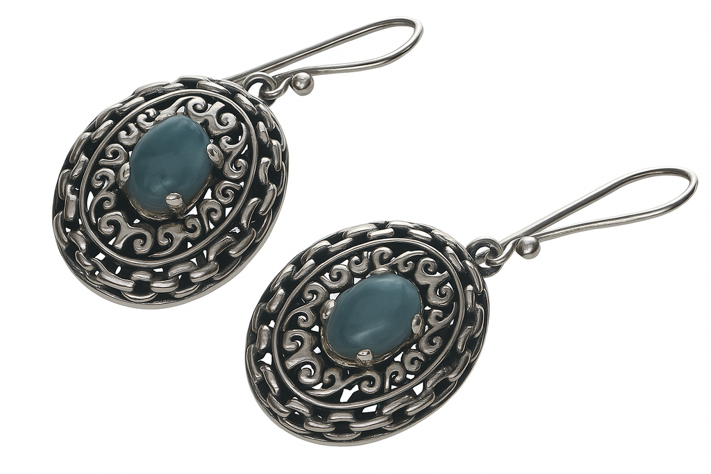 Larimar Stone .925 Sterling Silver Earrings
