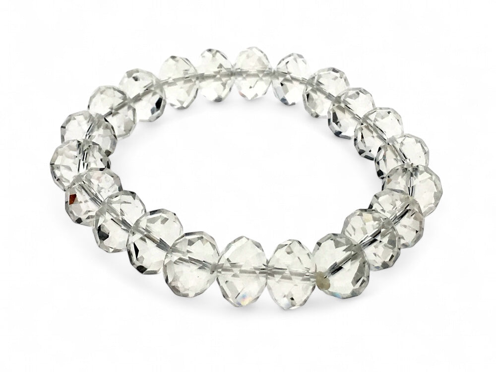 Crystal 9mm Stretchy Oval Faceted Bead Bracelet