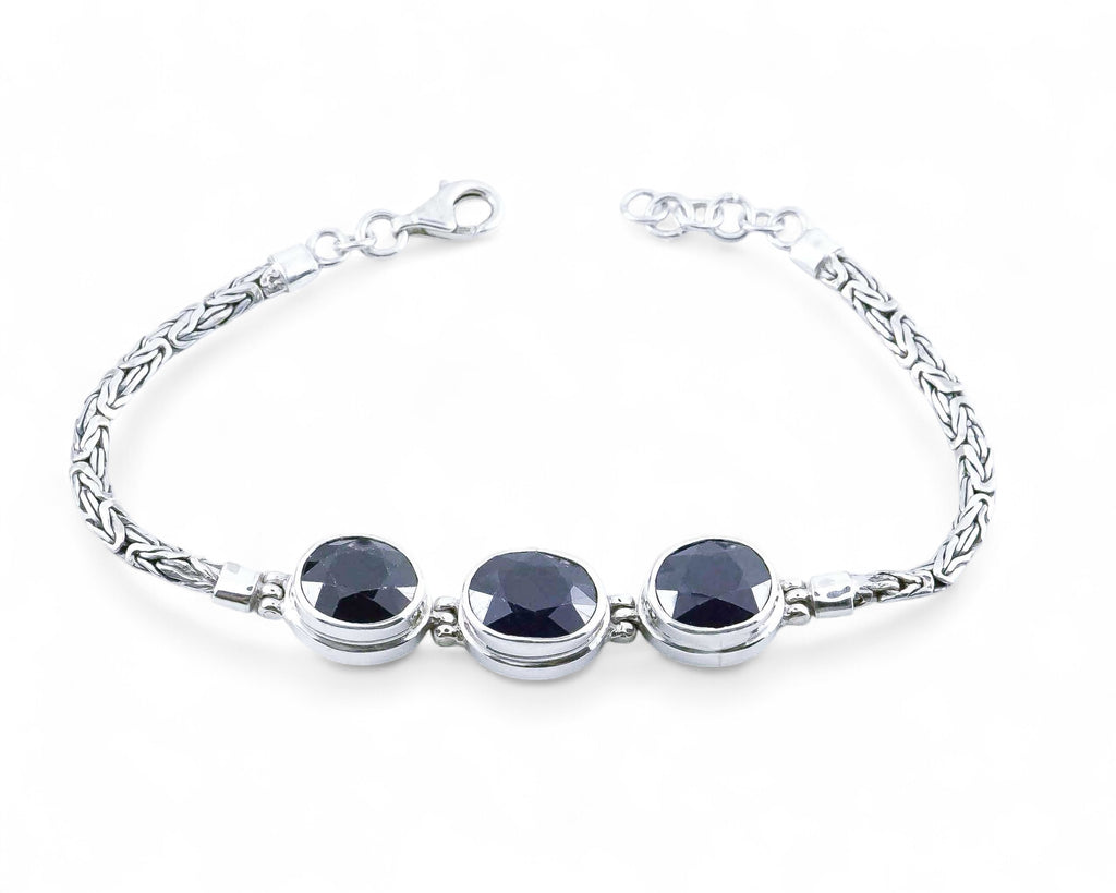 Blue Sapphire Sterling Silver Balinese Bracelet