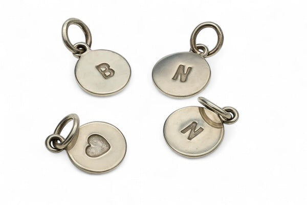 Round 8mm Initial Sterling Silver Pendant (choose 1)