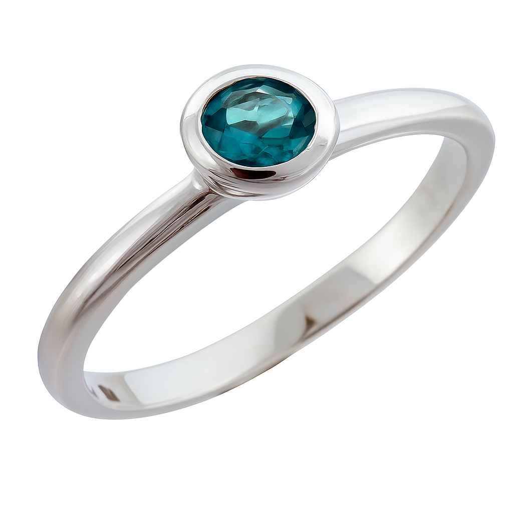 Blue cubic zirconia stackable .925 sterling silver ring