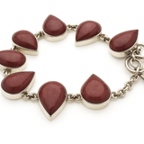 Red Coral Sterling Silver Teardrop Link