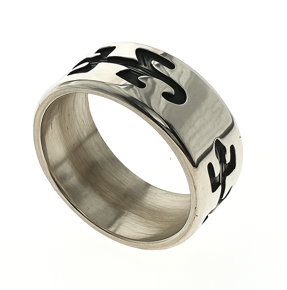 Oxidised Hopi Lizard Sterling Silver Band