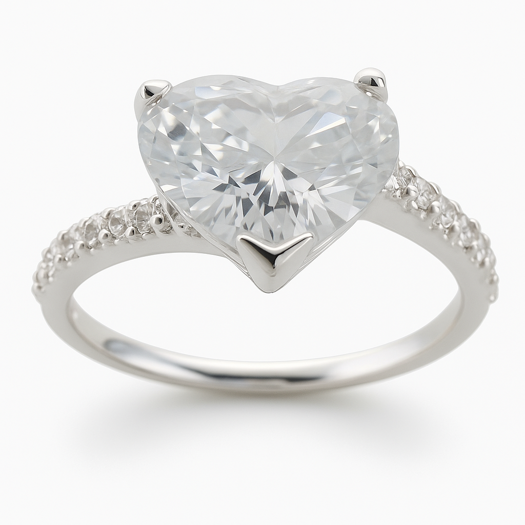 Cubic Zirconia Heart .925 Sterling Silver Ring