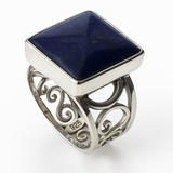 Lapis Lazuli Lattice Sterling Silver Ring