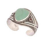 Turquoise & Garnet Sterling Silver Cuff