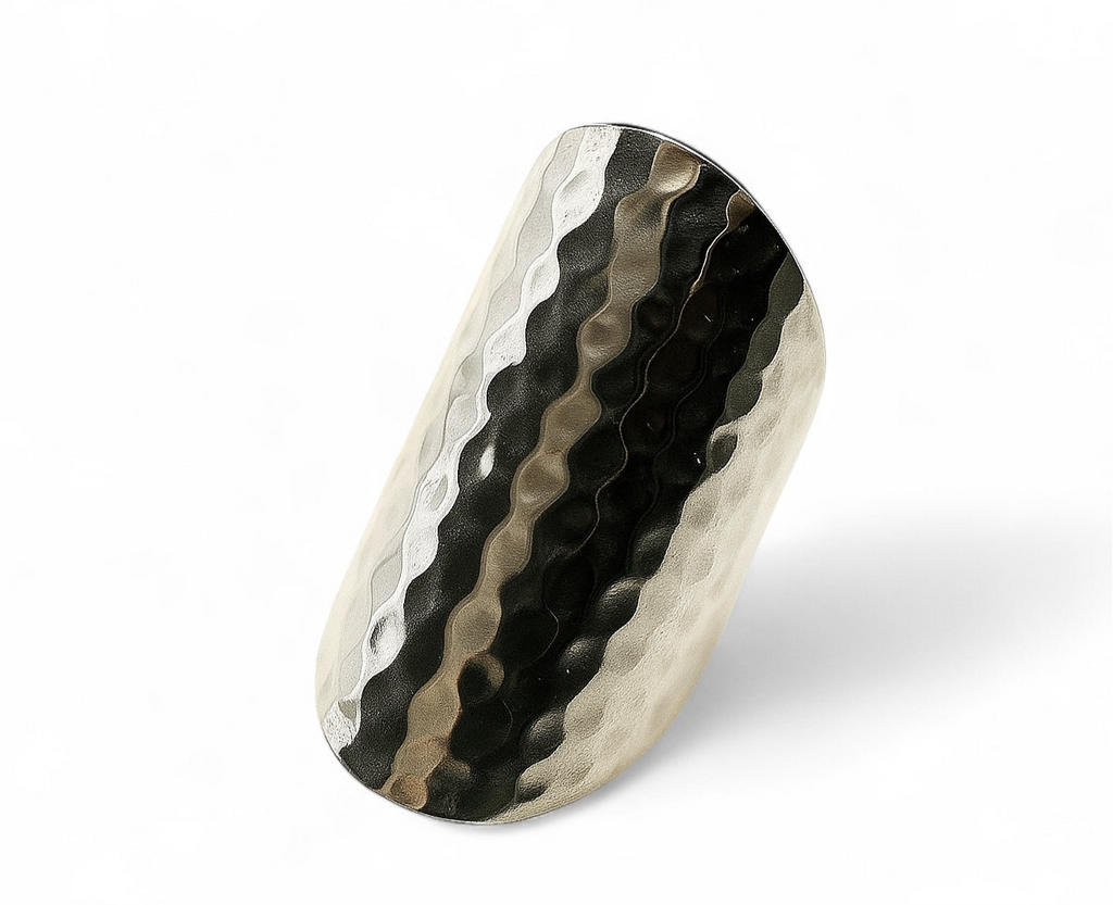 Hammered 925 Sterling Silver Shield Ring
