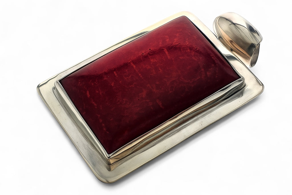 Red Coral Sterling Silver Framed Pendant