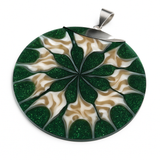 Shell Green Glitter.925 Sterling Silver Pendant