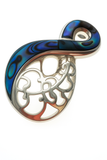 Paua Figure 8 Filigree Sterling Silver Pendant - Abalone Jewelry