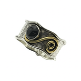 Onyx Sterling Silver Brass Band