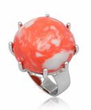 Coral Imitation sterling silver ring