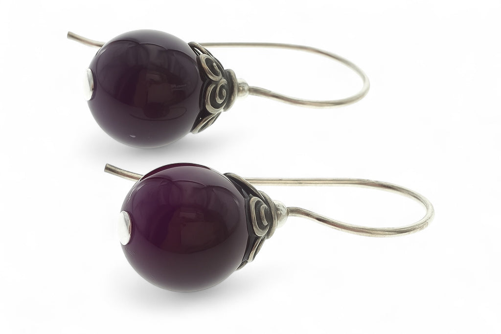 Amethyst Ball Drop 8mm Sterling Silver Earring