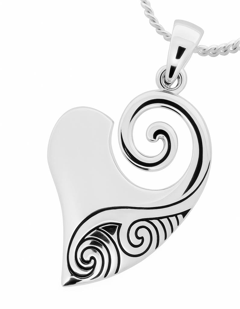 Heart Koru Sterling Silver Pendant